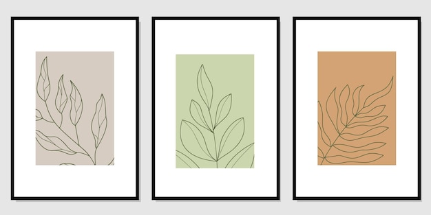 Botanical wall decor vector set. leaf wall art design.Minimal and natural Abstract design for print,