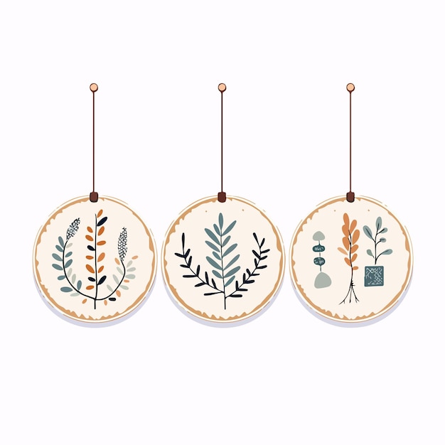 Vector botanical wall decoration hanging on strings