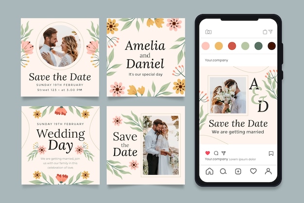 Botanical wedding  instagram posts