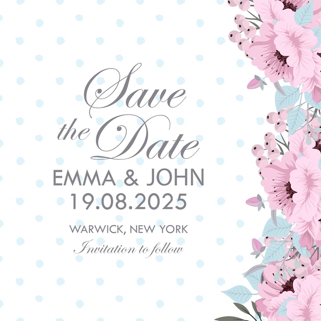 Botanical wedding invitation card template design