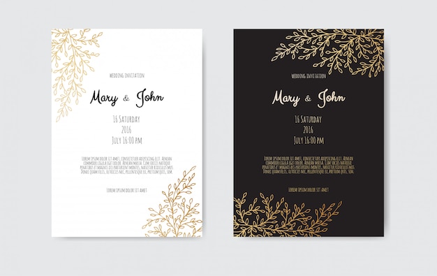 Botanical wedding invitation with floral elements