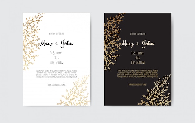 Botanical wedding invitation with floral elements