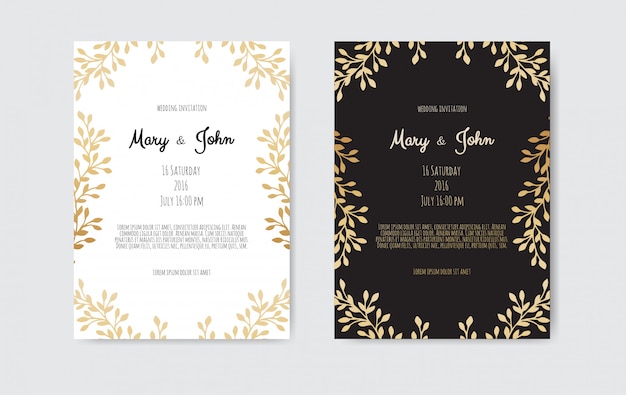 Botanical wedding invitation with floral elements