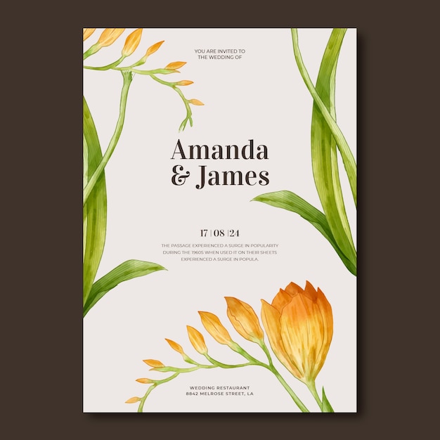 Botanical wedding  poster template