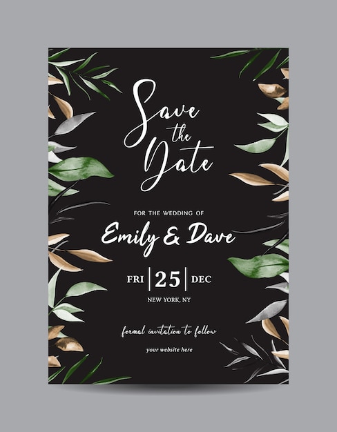 Botanical Wedding Save the Date Card Template