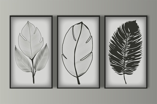 Botanical with tropical leaves Serenity Art Collection for Wall interior Decor