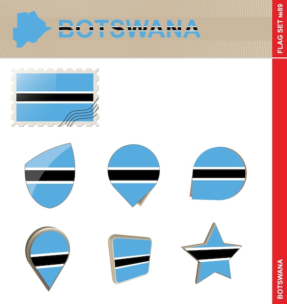 Botswana Flag Set Flag Set 89 Vector