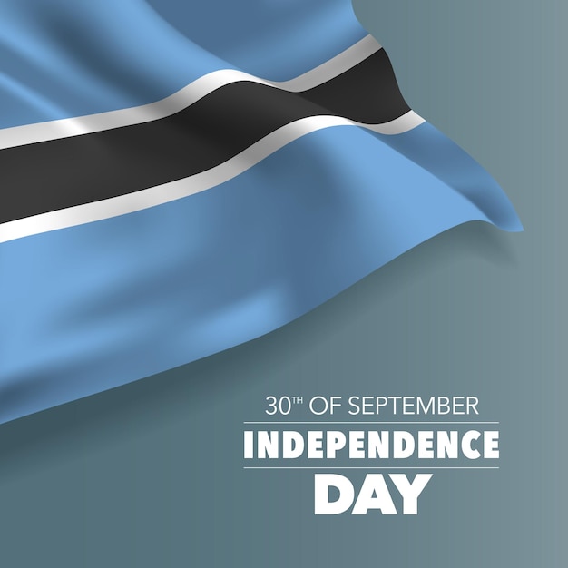 Botswana independence day greeting card, banner, vector illustration. Botswanian national day 30th of September background with elements of flag, square format