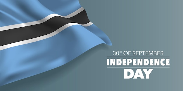 Botswana independence day greeting card, banner with template text vector illustration. Botswanian memorial holiday 30th of September design element with flag with stripes