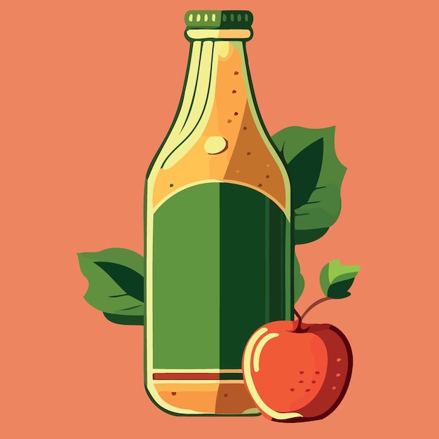 Vector bottle of apple cider drink