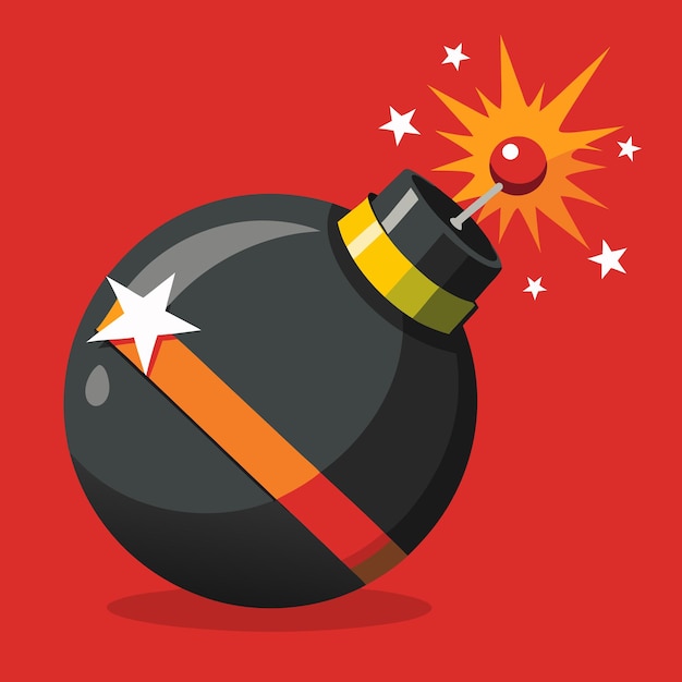 Vector a bottle of bomb with a red background and a red background