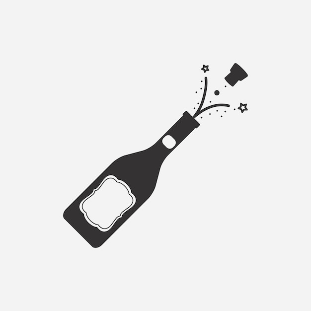 Bottle of champagne with cork Vector illustration.