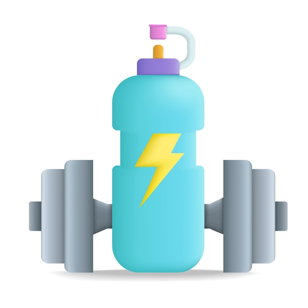 Bottle drink energy 3d cartoon style vector illustration design.