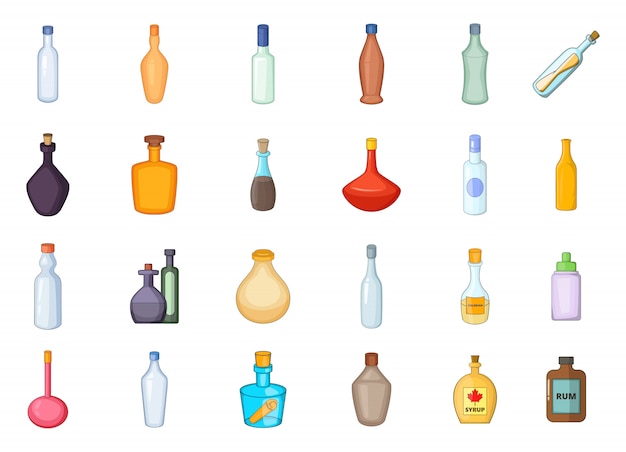 Vector bottle element set. cartoon set of bottle vector elements