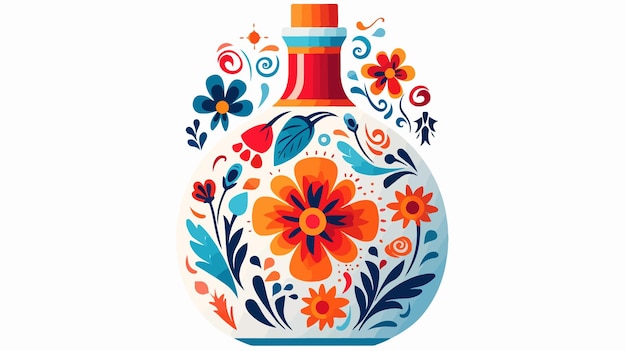 Vector a bottle of flowers with a red cap