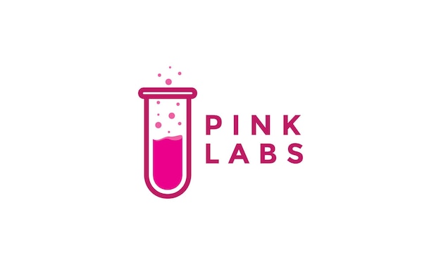 Bottle laboratory with pink color logo vector icon design illustration