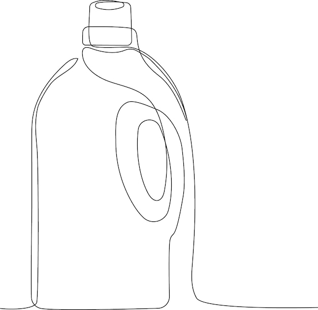 A bottle of laundry detergent is shown in a line