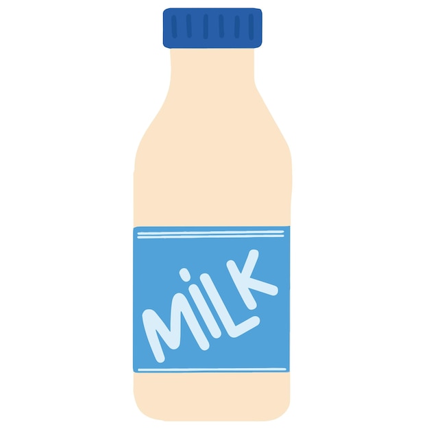 A bottle of milk cartoon flat icon vector illustration