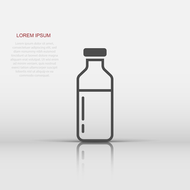 Bottle milk icon in flat style Flask vector illustration on white isolated background Drink container business concept