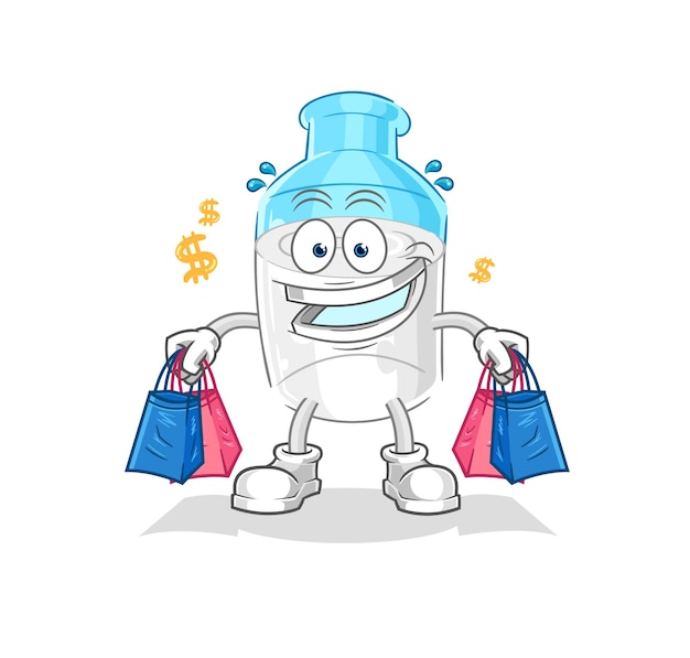 Bottle of milk shoping mascot cartoon vector