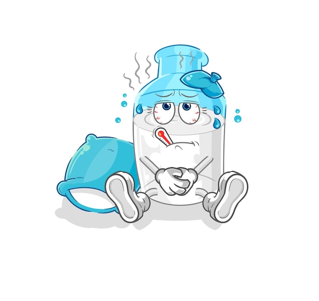 Bottle of milk sick vector cartoon character