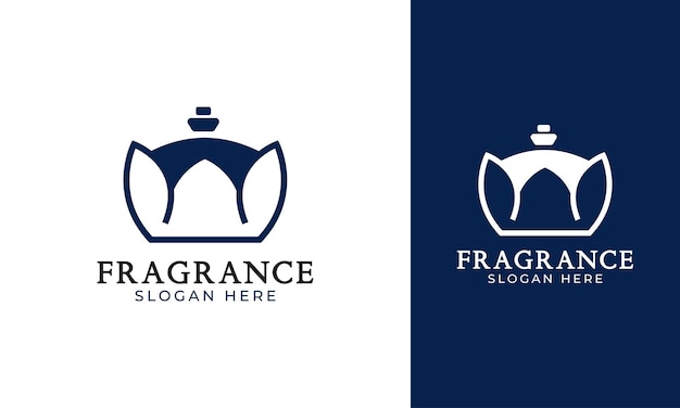 Bottle perfume logo with flower fragrance concept