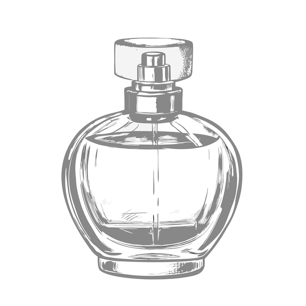 Vector a bottle of perfume that is black and white