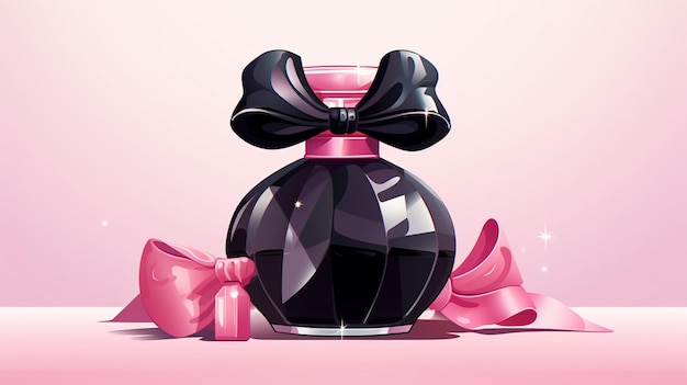 Vector a bottle of perfume with a black bow on the top