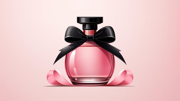 Vector a bottle of perfume with a black ribbon on the bottom