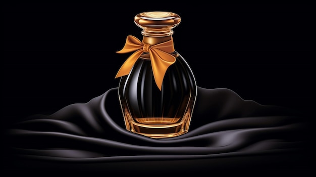 Vector a bottle of perfume with a bow on the top