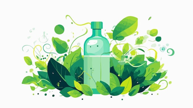 a bottle of perfume with a green background