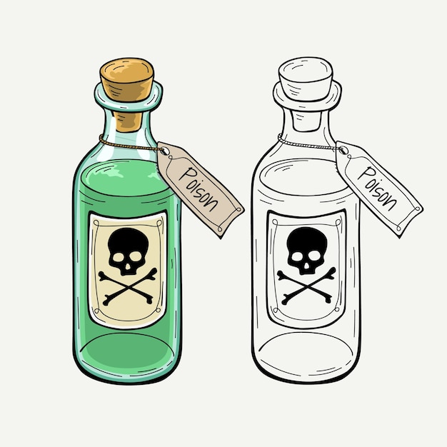 bottle of poison, cartoon illustration