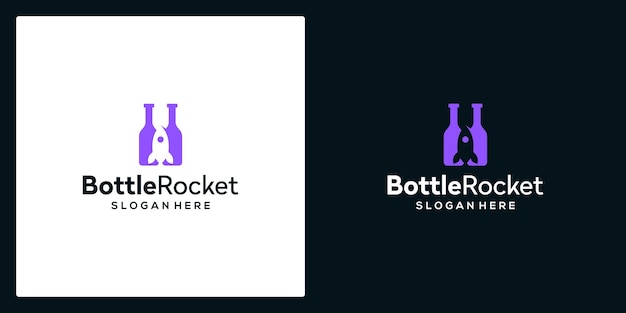 Bottle and rocket logo vector icon illustration