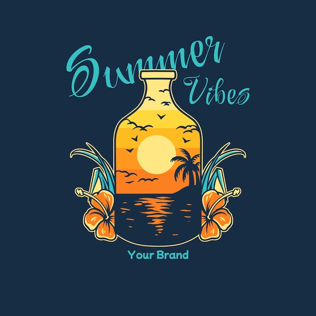 Bottle Summer Vibes Illustration