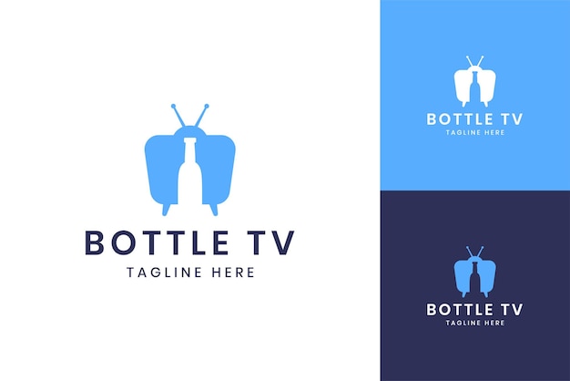 Bottle television negative space logo design