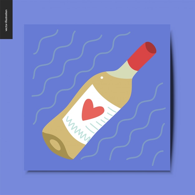 a bottle of white wine with a heart on its label