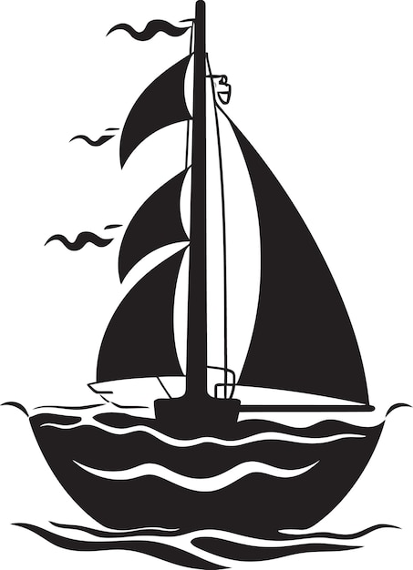 Bottled Brigantine Iconic Black Logo Design of Classic Sailboat Seafaring Sentiment Vector Graphic