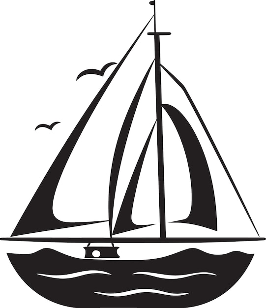 Bottled Brigantine Iconic Black Logo Design of Classic Sailboat Seafaring Sentiment Vector Graphic