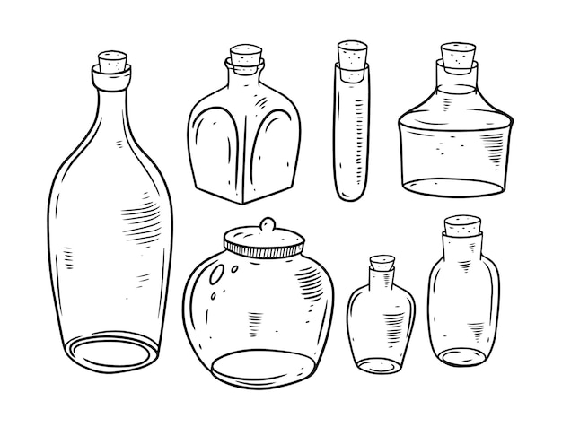 Bottles and Jarsset isolated on white