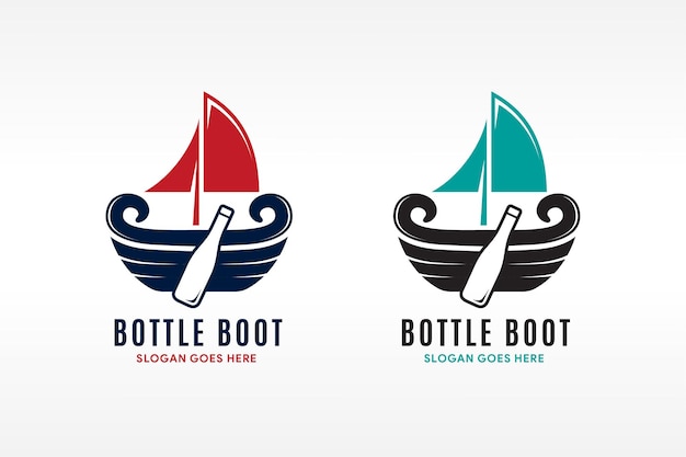 Bottles sailboat logo design template the bottle acts as a paddle an inspirational logo