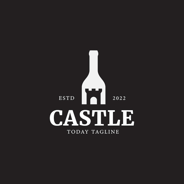 BOTTLES WITH CASTLE LOGO DESIGN ILLUSTRATION SYMBOLS VECTOR