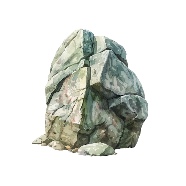 Vector boulder rock vector illustration in watercolor style