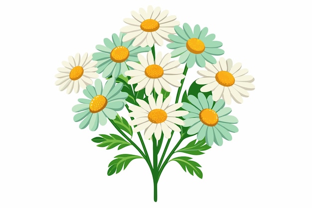 a bouquet of daisies is shown with a drawing of a bouquet of flowers