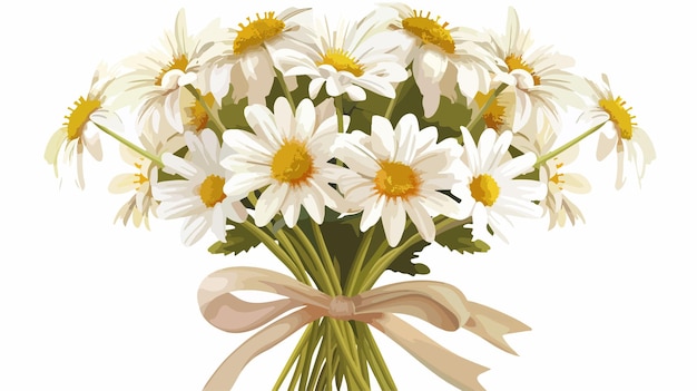 Vector a bouquet of daisies is shown with a ribbon around the neck