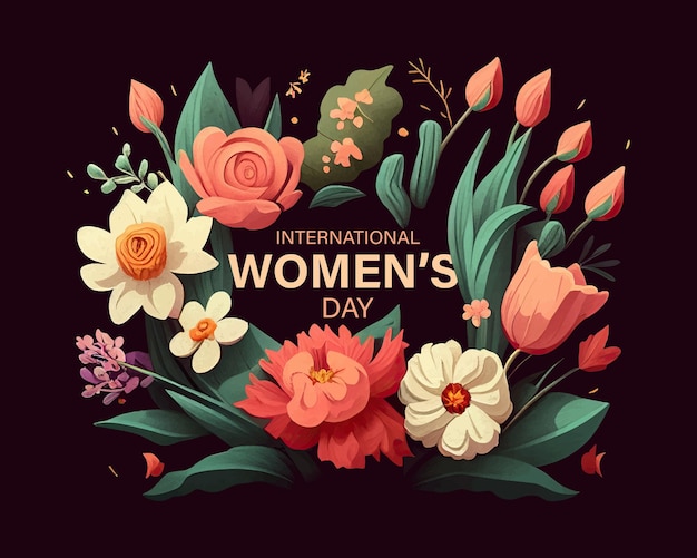 Bouquet of flowers banner for International Women's Day Design for women's holiday Vector illustration EPS 10