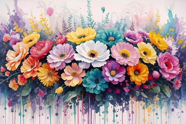 Bouquet of Flowers is a Hand Painted watercolor art Painting