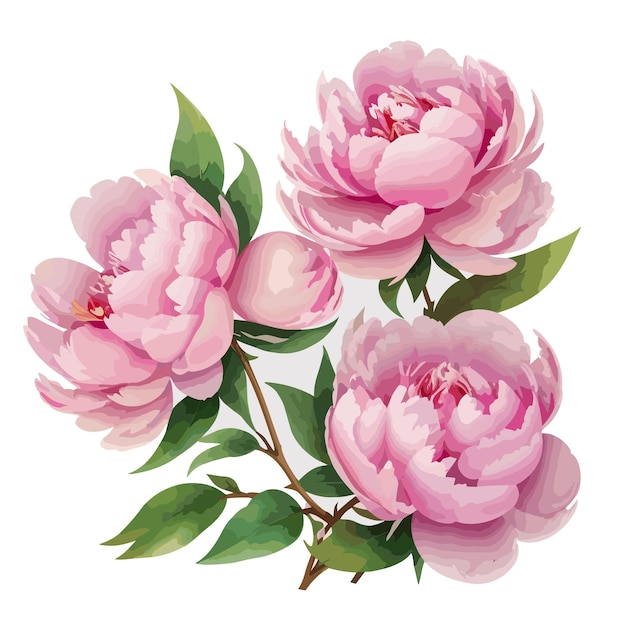 bouquet of peonies flowers vector watercolor illustration