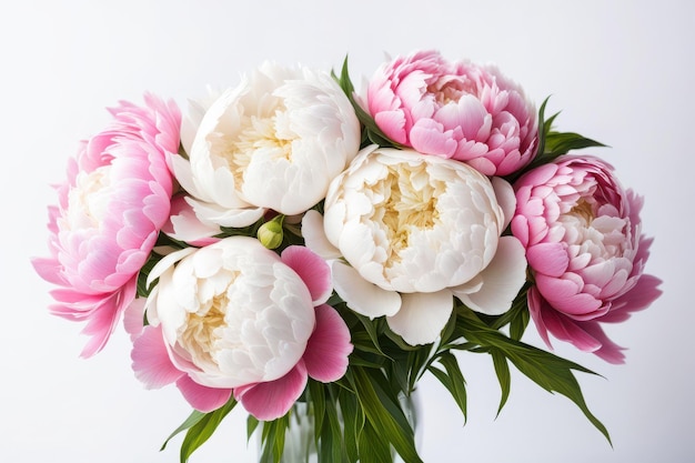 Vector a bouquet of peonies with a white background