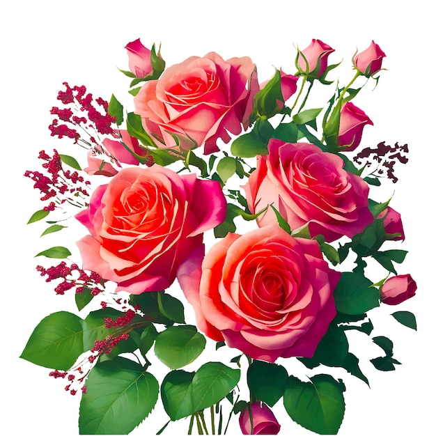 Bouquet of red roses on a white background generative ai generative