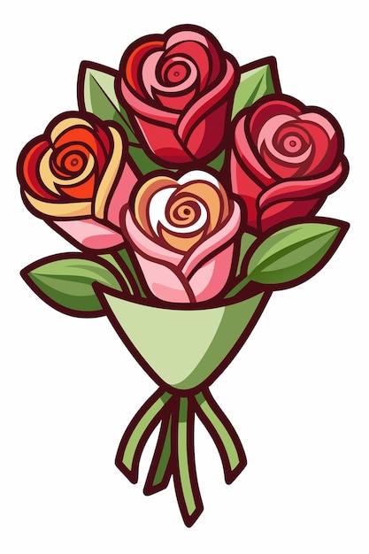 Vector bouquet of rose vector on white background